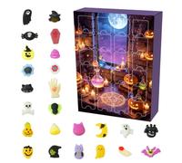 Calendrier de l'Avent d'Halloween, Calendrier de Compte à Rebours d'Halloween de 24 Jours Figurines Effrayantes Surprise Quotidien Squishy Coffret Cadeau Décoration pour Vacances Fêtes，D