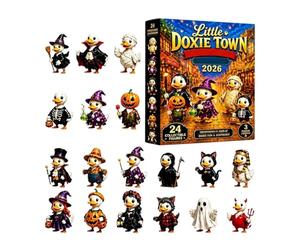 Calendrier de l'Avent d'Halloween Ornement acrylique 2D à motif canard | Calendrier de l'Avent des fêtes 24 jours pour maison chambre appartement bureau résidence étudiante fête
