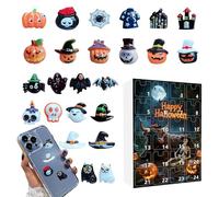 Calendrier de l'Avent d'Halloween - Sculptures effrayantes en résine - Décoration de bureau - Couronne de l'Avent de 24 jours avec figurines étranges - Pour étagère de cheminée, bureau, rebord de