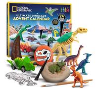 Calendrier de l'Avent Dinosaure 2024 National Geographic - Compte à Rebours de Noël avec 24 Activités et Figurines Dino, 13 Figurines, Peinture Dino, Modèle T. Rex en Argile et Plus