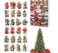 Calendrier de l'Avent Dinosaures - 24 Jours de Décompte Vacances Dinosaure Calendrier,Ornements Plats 2D en Acrylique pour Adultes Activité Familiale Quotidienne Fête à la Maison