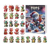 Calendrier de l'Avent Dinosaures,24 Jours de Dinosaures Ornements Comptage Noël | Ornement Plat 2D en acrylique pour Activité Familiale Quotidienne Maison École