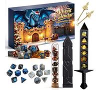 Calendrier de l'Avent DND Dice 2026, ensemble de dés mystères de Noël 24 jours, cadeaux surprise D&D, convient pour les jeux de rôle Donjons et Dragons, MTG, jeux de rôle de table