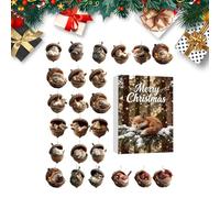 Calendrier de l'Avent d'ornements de Noël - Objet plat de collection comme souvenir, compte à rebours jusqu'à avec des animaux en glands | Pour sapin de Noël, fenêtre, mur, porte, cheminée, famille