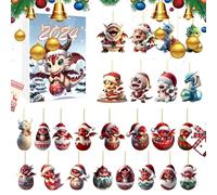 Calendrier De L'Avent Dragon 2025 - Compte À Rebours De Noël | 24 Jours De Figurines À Collectionner | Comprend 24 Mignons Pendentifs En Acrylique 2D, Un Cadeau De Fêtes Amusant Et Une Décoration Fest