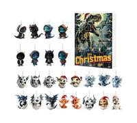 Calendrier de l'Avent Dragon | 24 figurines plates en acrylique à accrocher sur un arbre mural, une salle de classe, un bureau pour familles, et adultes