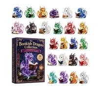 Calendrier de l'Avent Dragon Déco 2D, Acrylique Mignonne en 24 Pièces | Calendrier de Noël pour Fêtes, Anniversaires, Bureau, Maison, Chambre, École pour Fêtes Thanksgiving Bureau Maison