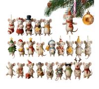 Calendrier de l'Avent - Drôle 2D Acrylique - Souris d'arbre de Noël 24 Jours - Pour Amoureux Amis Famille Pendant La Saison À La Maison Parties Sur Miroirs