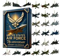 Calendrier de l'Avent du 78e anniversaire de l'United States Air Force, 24 ornements de modèles d'avions militaires, collection aviation
