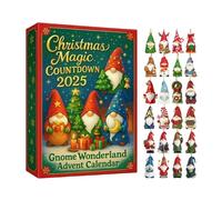 Calendrier de l'Avent du Gnome de Noël 2025, Calendrier de Compte à Rebours de Noël 24 Jours avec 30 Pendentifs en Acrylique de Gnomes, Calendriers de l'Avent du Pays des Gnomes, Décor de Compte à