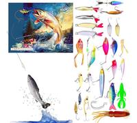 Calendrier De L'Avent Du Matériel De Pêche | 24 Jours Kit D Appâts De Pêche Calendrier De L Avent,Idées De Cadeaux Amusants Pour Les Fêtes Et Pour Les Bas De Noël - Pour Hommes Garçons Pêcheurs Pêcheu