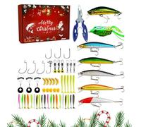 Calendrier de l'Avent du Pêcheur | 24 Jours Noël avec Leurres de Pêche | Kit d'Appâts Festifs Saisonniers pour Déco Maison et Fête des Pères | Saison des Fêtes et Noël en Extérieur