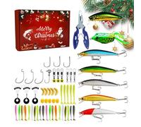 Calendrier de l'Avent du Pêcheur | 24 Jours Noël avec Leurres de Pêche | Kit d'Appâts Festifs Saisonniers pour Déco Maison et Fête des Pères | Saison des Fêtes et Noël en Extérieur