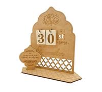 Calendrier de l'Avent du Ramadan 2026 en bois renforcé pour l'Aïd Mubarak, décoration de table, construction robuste avec plaques d'immatriculation, lumières LED, coffret cadeau islamique (B)