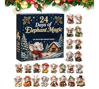 Calendrier de l'Avent Éléphant de Noël 24 Jours de Figurines Éléphant | 24 Jours Animaux à Compter Pour Maison Pièce Chambre Bureaux École Fête Vacances Cheminée Étagère Bureau