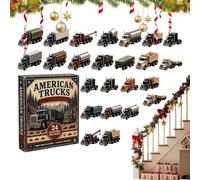 Calendrier de l'avent en acrylique 2D avec inscription « Fleet Building | Calendrier de compte à rebours sur le thème du mini camion pour collectionneurs, étudiants, garçons, fête, arbre