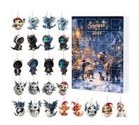 Calendrier De L'Avent En Acrylique Avec Pendentifs - Calendrier Pendentif Dragon Plat pour Compte à Rebours | Souvenir De Collection En Acrylique 2D | Pour Cheminée Arbre Fenêtre Mur Clôture