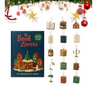 Calendrier de l'avent en acrylique de 25 jours - Thème du livre | Pendentif de vacances à collectionner pour lecteurs adolescentsadultes | Décor festif pour Noël, anniversaire, hommes,