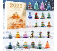 Calendrier de l'Avent en acrylique pour sapin de Noël, 24 mini décorations de sapin de Noël en acrylique naturel, décorations miniatures sur le thème de l'océan et cadeau de collection
