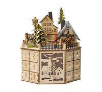 Calendrier de l'Avent en Bois 2025 à Remplir - Château Magique avec Éclairage LED et Carillon Musical - Décoration de Noël Réutilisable avec 24 Cases - Idée Cadeau pour Adulte (1)