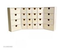 Calendrier de l'avent en bois à décorer - Armoire à tiroirs - 55,5 x 27,5 cm Beige G