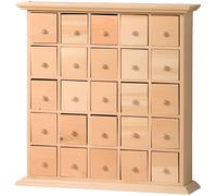 Calendrier de l'Avent en bois - ARTEMIO - 25 tiroirs - Réutilisable - Bois naturel - Format 32,5 x 32,5 x 8 cm