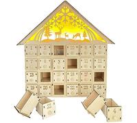 Calendrier de l'Avent en bois avec 24 tiroirs conduit le calendrier de l'Avent de Noël Calendrier de l'Avent vide pour vous remplir les cadeaux de vacances à rebours pour la décoration de Noël (pas d