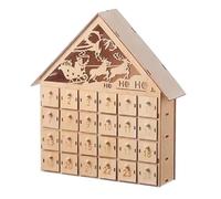 Calendrier de l'Avent en bois avec 24 tiroirs et lumières LED, calendrier de l'Avent 2025, prêt à décorer | Boîte de rangement artisanale