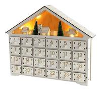 Calendrier de l'Avent en bois avec 24 tiroirs et lumières LED Calendrier de l'Avent vide réutilisable pour vous remplir le calendrier de Noël Ornements uniques de Noël, pas de batterie, calendriers