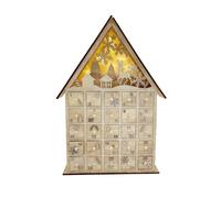 Calendrier de l'Avent en bois avec lumière LED et 24 tiroirs pour compte à rebours de Noël