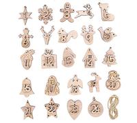 Calendrier de l'Avent en bois avec pendentifs chiffres de 1 à 24 pour décoration de Noël