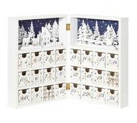 Calendrier de l'avent en bois forme de livre HOMCOM - Décoration de Noël style scandinave blanc