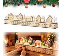Calendrier de l'Avent en bois lumineux représentant un village de Noël, 24