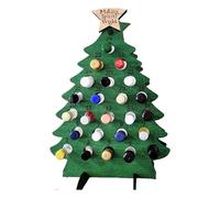 Calendrier de l'Avent en bois naturel pour 24 bouteilles d'alcool, montage facile, décoration de vacances moderne, affichage du compte à rebours, sapin de Noël en feutre
