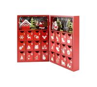 Calendrier de l'Avent en Bois Rouge avec Tiroirs et Lumières - MOBILI REBECCA