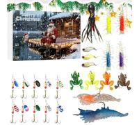 Calendrier de l'Avent en canne à pêche de Noël, équipement de pêche de 24 jours - Calendrier de compte à rebours de canne à pêche pour Noël | Pour hommes, adolescents et amis adultes garçons père mari