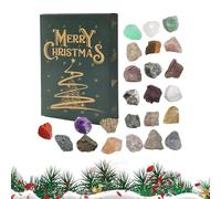 Calendrier de L'Avent En Cri-stal 2024, Contient 24 Pierres Naturelles Brutes, Boîte de Calendrier de Compte À Rebours de Noël, Kit D'apprentissage Et de Collecte de Fossiles de Minéraux Fantaisie