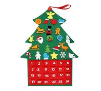 Calendrier de l'Avent en feutre de 24 jours - Arbre de Noël en feutre à suspendre - Décoration créative pour la maison