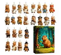 Calendrier de l'Avent en forme d'animal - Pendentif mignon 2D - Compte à rebours de 24 jours - Décoration de Noël - Pour rétroviseur de voiture festif - Cheminée - Tradition de Noël