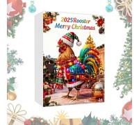 Calendrier de l'avent en forme de coq en acrylique 2D | 24 compartiments pour sapin de Noël, fêtes, ferme, maison et fête