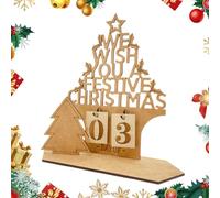 Calendrier de l'Avent en forme de maison - 2025 jours Noël signe de compte à rebours | Ornement de vacances d'hiver en bois design creux pour ferme, bureau, salon, étagère, bureau, maison