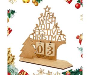 Calendrier de l'Avent en forme de maison - 2025 jours Noël signe de compte à rebours | Ornement de vacances d'hiver en bois design creux pour ferme, bureau, salon, étagère, bureau, maison