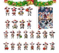 Calendrier de l'Avent en Ornements de Noël | 24 Jours Décorations Vaches Suspendables Calendrier Compte à Rebours | Décoration Maison Acrylique 2D pour Fêtes | Organisateurs Activités Scolaires