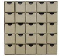 décopatch Calendrier de l'avent en papier mâché G 25 tiroirs 5x25x25 cm