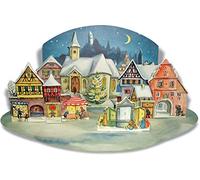 Calendrier de l'Avent en papier « Petite ville au clair de lune », calendrier de Noël nostalgique pour adultes et enfants.