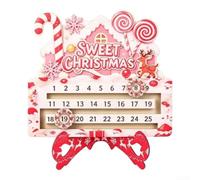 Calendrier de l'Avent en pour bois 25 Jours Interactif avec Marqueur | Structure autoportante pour bois naturel réutilisable trois scènes colorées sapin maison Père Noël pour table