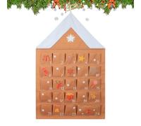 Calendrier de l'Avent en tissu de Noël - Sac de rangement 24 jours - Décoration - Grand calendrier de l'Avent en bois de grande taille pour Halloween, Thanksgiving, Pâques