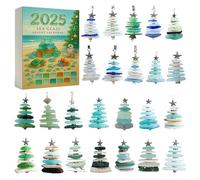 Calendrier de l'Avent en Verre de Mer, Compte à Rebours de Noël de 24 Jours avec 24 Miniatures de Décorations de Noël, Cadeau Surprise sur le Thème de l'Océan, Décorations pour Fêtes et Maison