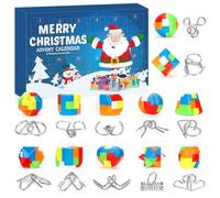 Calendrier de l'avent Enfant 2025, 24pcs Calendrier de l'avent Casse Tete, Compte à Rebours de Noël Casse-tête Puzzles en Métal Plastique, Petits Jouet Éducatif Calendrier Avent pour Enfants Adultes