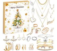 Calendrier de L'Avent Enfant Fille 2025, 24 Boîtes Mystères Avec boucles d'oreilles et collier pour Cadeau de Noel (C)